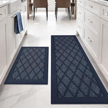 Imagem de COSY HOMEER Tapetes de cozinha, 2 peças de tapete de cozinha antiderrapante, lavável, tapetes absorventes para chão de cozinha, tapete de pia de cozinha 100% polipropileno 61 cm x 91 cm + 61 cm x 152