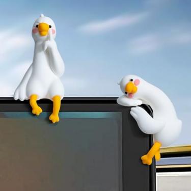 Imagem de YGMONER Decorações engraçadas de monitor de carro, ornamentos de ganso de resina para acessórios de decoração de painel de carro, mesa de escritório, decoração de computador (ganso zoneamento e ganso