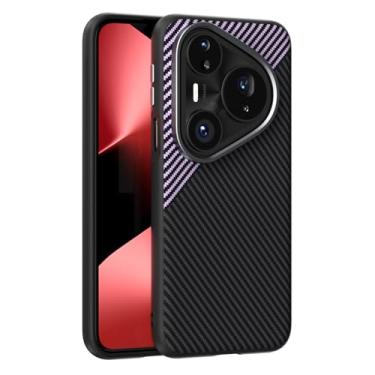 Imagem de LTLMYDAM Capa magnética para Huawei Pura 80 Ultra/80 Pro/80Pro+/80, capa de policarbonato à prova de choque, textura de fibra de carbono, ultrafina, leve, roxo, 80 Pro+
