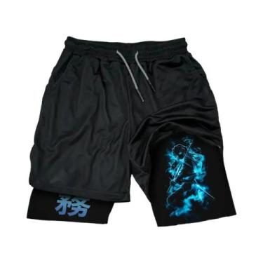 Imagem de Shorts De Natação Masculinos Demon Slayer Anime De Dupla Camada Verão 