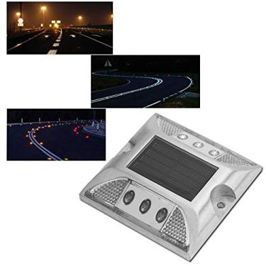 Imagem de Generic Luzes de Marcador de Aterramento de Energia Solar LED à Prova D'água para Lâmpada de Pico de Estrada de Entrada de Automóveis, Luz Vermelha de Material de Alumínio para Estrada Externa para