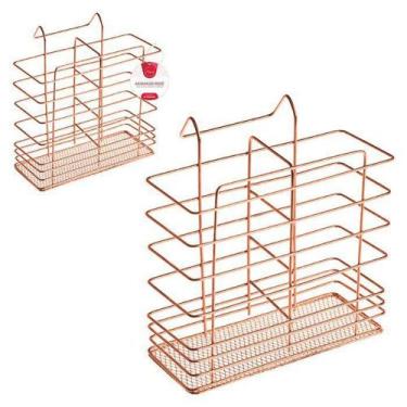 Imagem de Escorredor de Talheres Porta Seca Talheres Aramado Premiun Duplo Rose 
