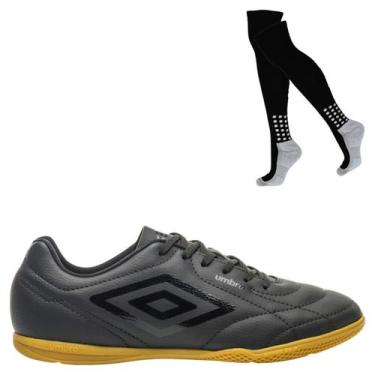 Imagem de Kit Chuteira Futsal Umbro Class Footballer Original E Meião, 44, Preto