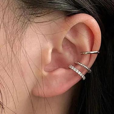 Imagem de Brincos Pequenos de Pérola com Clipe (3 Peças) - Prata e Ouro - Estilo