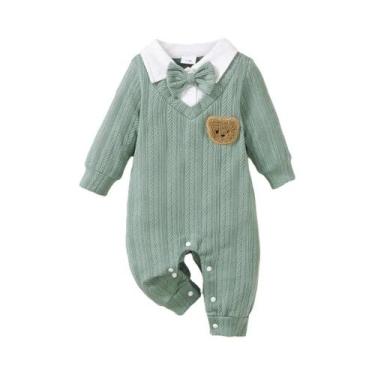 Imagem de Macacão De Bebê Menino Recém-Nascido Com Estampa De Urso, Manga Longa,