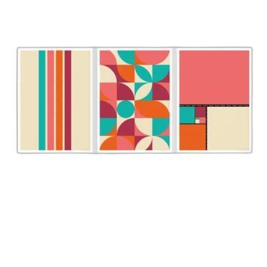 Imagem de Kit 3 Quadros Bauhaus Dopamina 45X34Cm Branca