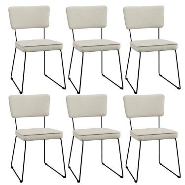 Imagem de Kit 6 Cadeiras Estofada Para Sala Jantar Base Aço Champagne
