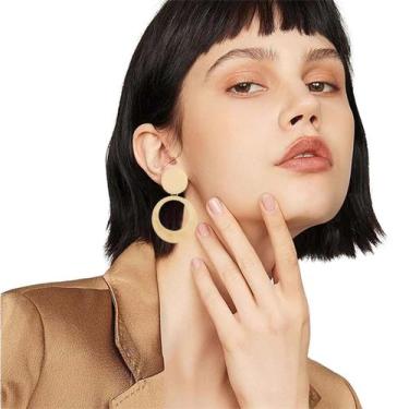 Imagem de Brincos de Pressão Argolas Redondo Luxo Mulheres Festas - anjo da mamã