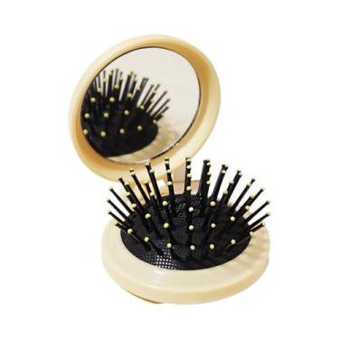 Imagem de Escova De Cabelo Portátil Dobrável Pequena Para Mulheres Com Espelho, 