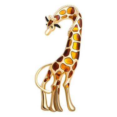 Imagem de Alfinete de broche, elegante design de esmalte de girafa, liga moderna