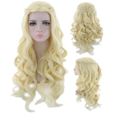 Imagem de Peruca de cosplay de anime com 70 cm de comprimento, loira encaracolad