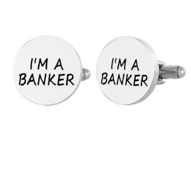 Imagem de Cufflinks I'm a Banker Round para homens em aço inoxidável - Yiweisai