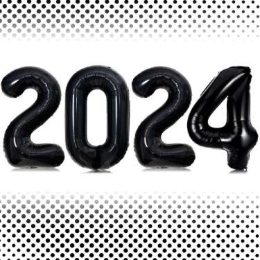 Imagem de Balão Lovoir 2024 Número 2024 Preto 1 m Mylar Foil