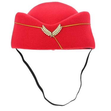 Imagem de Chapéu NUOBESTY Flight Attendant Airline Stewardess Red Girl