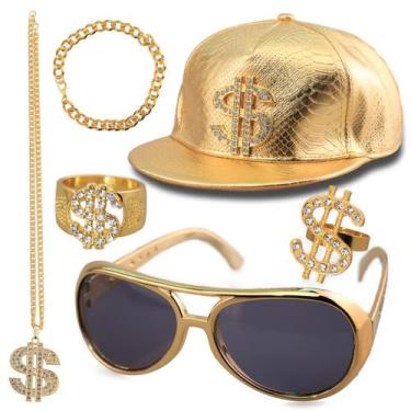 Imagem de Conjunto de fantasias de hip hop, anos 80, 90, acessórios de rapper pa