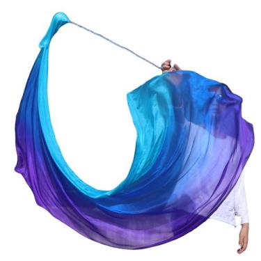 Imagem de Lenço de seda Winged Sirenny 70x35cm com Poi Ball Belly Dance