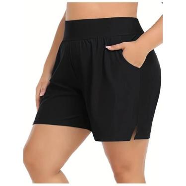 Imagem de Shorts Femininos Plus Size Verão 2024 - Tecido Elástico com Bolsos, BR