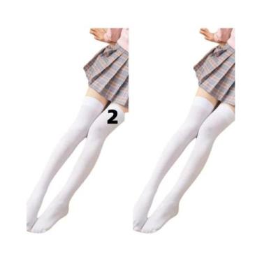 Imagem de Meias Longas Pretas E Brancas Estilo Lolita Para Mulheres, Meias Acima