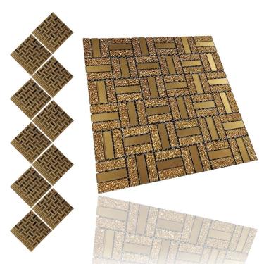 Imagem de Pastilha De Vidro Kit 10 Uni Adesivo Parede Cozinha Banheiro Sala Decorativa Aplicacao Facil Moderna Requintado Reforma