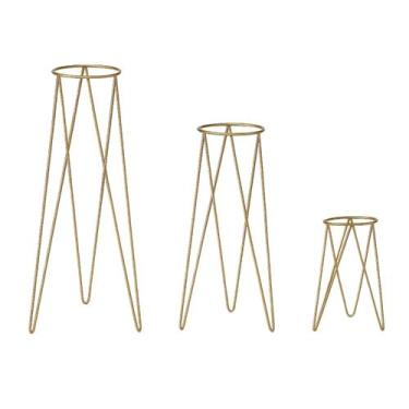 Imagem de Kit 3 Suportes Tripé de Chão para Vasos de Plantas e Flores - 30cm 45c