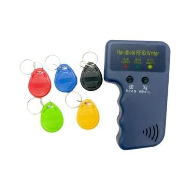 Imagem de Leitor E Programador De Cartões RFID Portátil 125KHz Com Chaveiros Reg