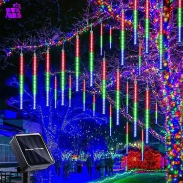 Imagem de Luzes De Cordão Solar À Prova d'Água De 30cm Com 192 LEDs E 8 Tubos, E