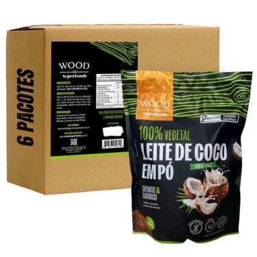 Imagem de Kit 6 Leite de Coco em Pó 100 Vegetal Vegano Sem Lactose 907g - Wood S