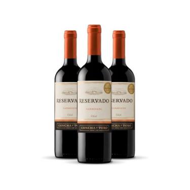 Imagem de Vinho Concha y Toro Reservado Carmenere 750ml - Kit 3 Garrafas de Vinh