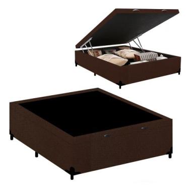 Imagem de Cama Box Baú Casal Turca Suede Marrom 138x188x41