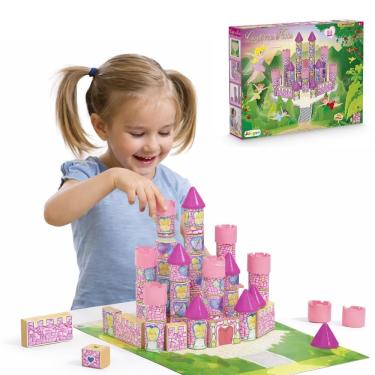 Imagem de Kit Blocos de Montar Castelo das Fadas Brinquedo Educativo em Mdf com Acessorios para Criatividade Utibom