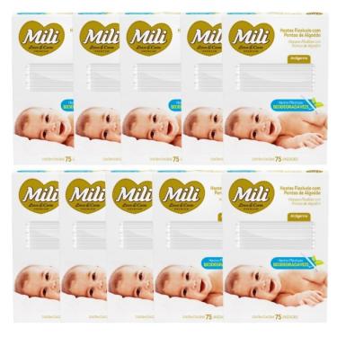Imagem de Cotonete Mili Love & Care Biodegradavel Hastes Flexiveis com Pontas de Algodao 10 Caixas 750UN