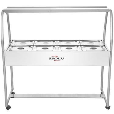 Imagem de Buffet Termico Infantil SPL5O8IF 8 Cubas Inox 6L Cada 2500W 220V Estrutura com Rodizios Spolu