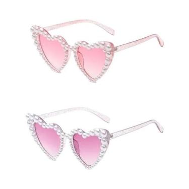Imagem de Óculos De Sol Femininos De Luxo Com Coração De Pérolas Brilhantes E Le
