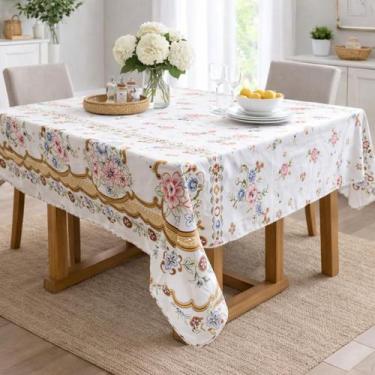 Imagem de Toalha de Mesa 2,00m x 1,40m 6 Lugares Oxford Decoração Cozinha Forro 