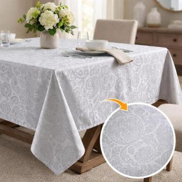 Imagem de Toalha de mesa Jacquard 6 Lugares 2,00m x 1,40m Decoração Cozinha Forr