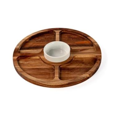 Imagem de Petisqueira Redonda Teca 30Cm 4 Divisões E 1 Pote Stolf