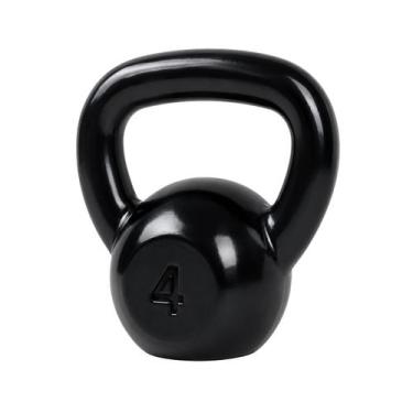 Imagem de Kettlebell 4kg Emborrachado Para Musculação Exercícios e Treino Com Pe
