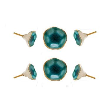 Imagem de Set of Six Ceramic Jordan Novelty Knob Multipack/Finish: Turquoise/Golden