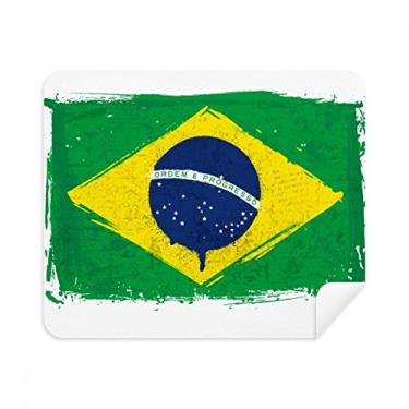 Imagem de Pano de limpeza pintado à mão, bandeira do Brasil, 2 peças, tecido de camurça