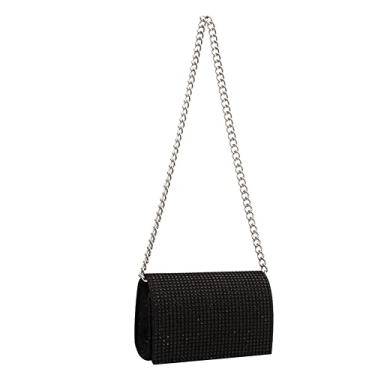 Imagem de Bolsa tiracolo de cristal brilhante para mulheres, bolsa de ombro com strass, para festa de formatura, casamento, Preto
