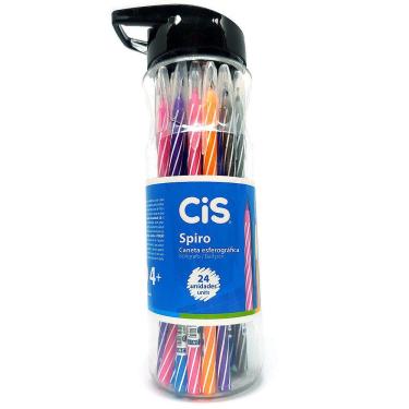 Imagem de Caneta Spiro CiS Colorida Garrafa Pote - 24 Unidades