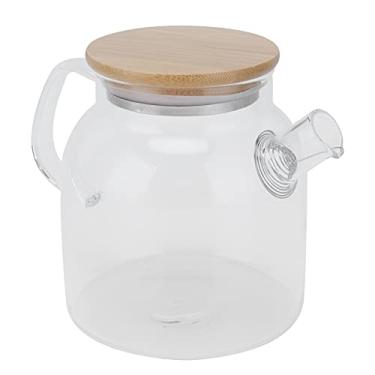 Imagem de Bule de chá, Chaleira de chá de 600 ml Vidro de borossilicato de bambu aço inoxidável transparente para cozinha para utensílios de chá