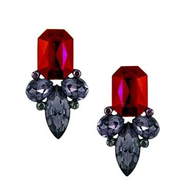 Imagem de Brincos Art Déco Vintage Estilo Escarlate Rubi Vermelho Roxo Ametista Strass Noiva Dama de Honra Casamento Formatura, cristal de strass, Strass