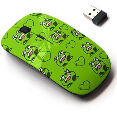Imagem de Mouse sem fio 2.4G com design de padrão bonito para todos os laptops e desktops com nano receptor - Sapo fofo