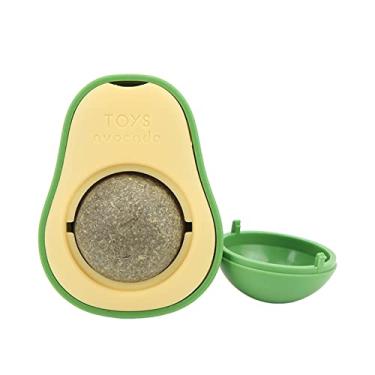 Imagem de Brinquedos de Parede de Catnip para Gatos, Bola de Catnip para Limpeza de Dentes Interativa Giratória Em Forma de Abacate Guloseimas Brinquedo de Bola para Interior