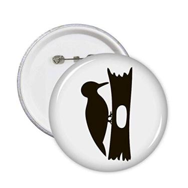 Imagem de Broche de retrato de animal de madeira preta com emblema de botão para decoração 5 peças