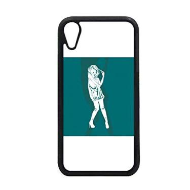 Imagem de Outline Girl Linda mulher para iPhone XR capa para proteção de telefone Apple