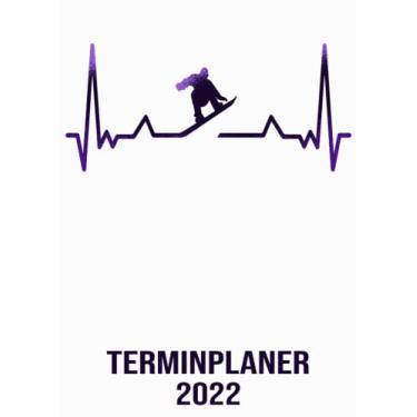 Imagem de Terminplaner 2022: DIN A4 Kalender von 01/2022 - 12/2022 1 Tag = 1 Seite mit großem Tageskalender und großartiger Übersicht. Monatsübersicht, ... / Herzschlag Snowboard Kalender 2022