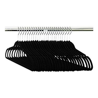 Imagem de Kit 50 Cabides de Veludo Ultrafinos Antideslizantes Slim Preto