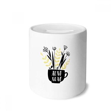 Imagem de DIYthinker XOXO Vaso de flor estilo citação caixa para dinheiro caixa de cerâmica porta-moedas presente